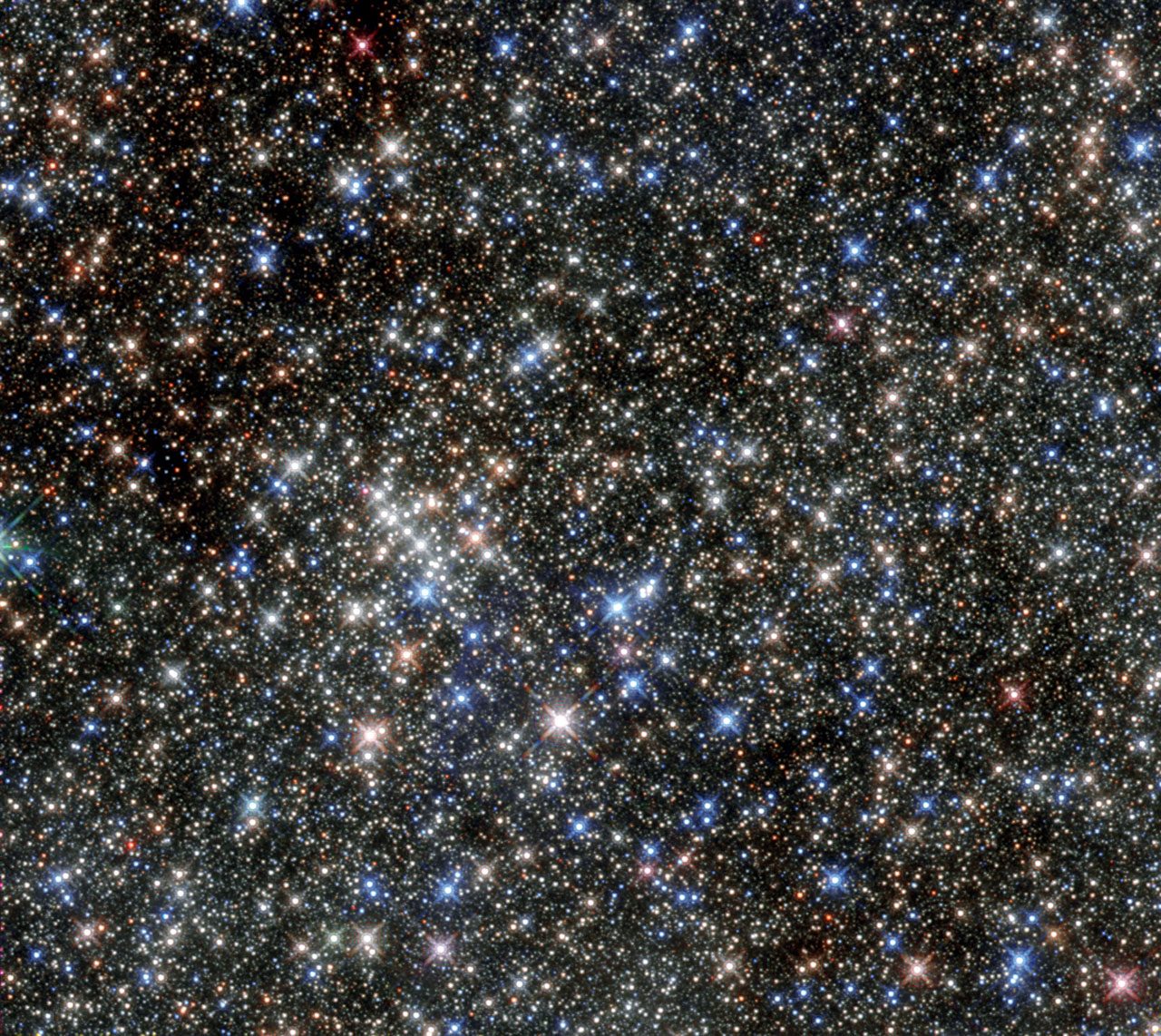 Astronomical image revealing the dense star formation in the Quintuplet Cluster, near the Milky Way's center.