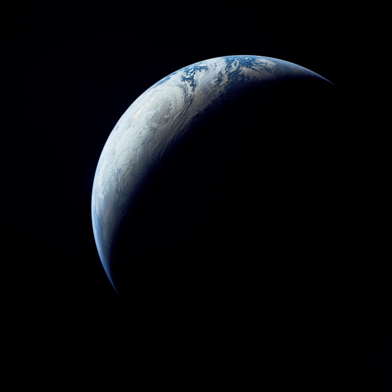 View of Brazil, Atlantic Ocean, Africa, and Antarctica from Apollo 4 spacecraft.