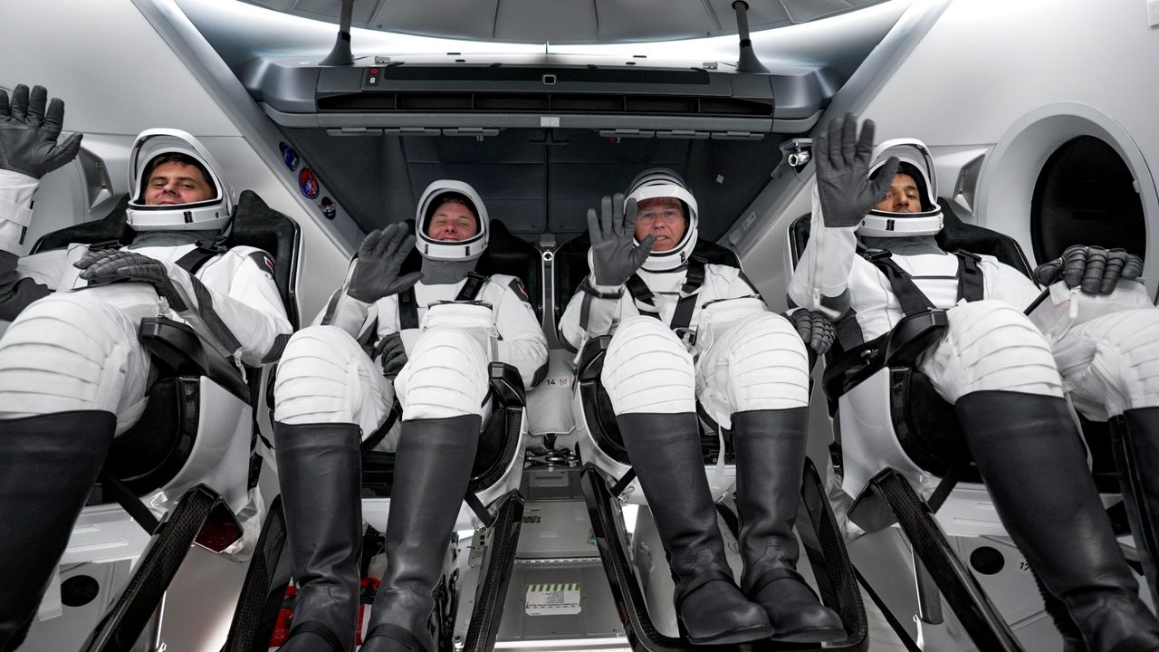 Astronauts preparing to board SpaceX Crew-6 spacecraft at NASA's Launch Complex 39A.