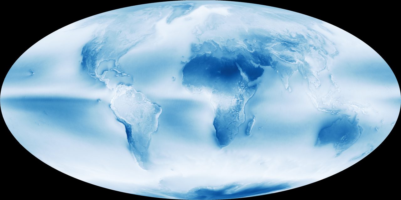 Satellite image of Earth showcasing extensive cloud cover across the planet's surface.