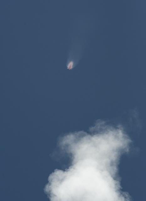 SpaceX rocket launching GRACE-FO satellites into orbit from Vandenberg Air Force Base, California.