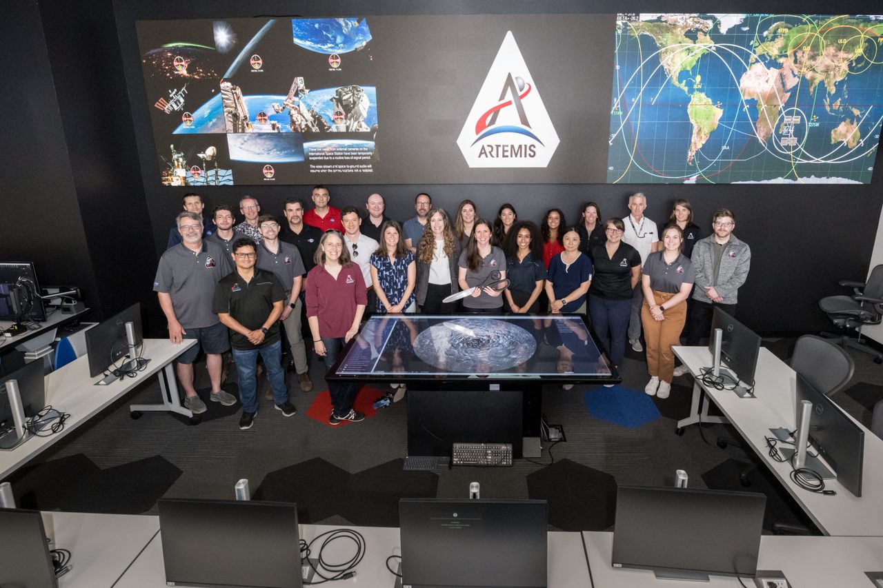 Artemis Science Evaluation Room in Houston's Mission Control, equipped for monitoring and evaluating lunar missions.