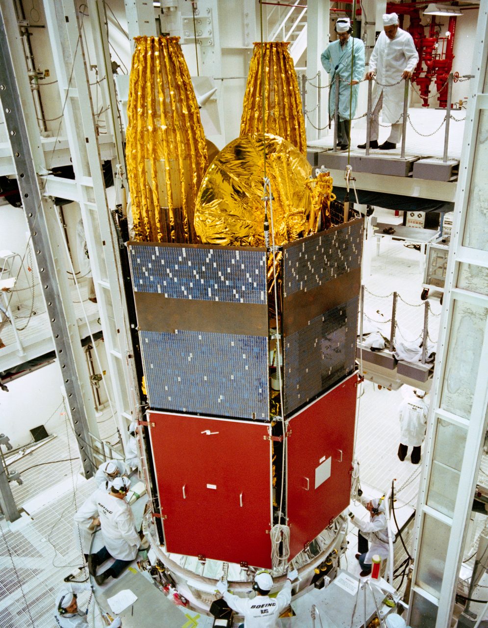 Space Shuttle STS-6 preflight with Tracking Data Relay Satellite at Kennedy Space Center.