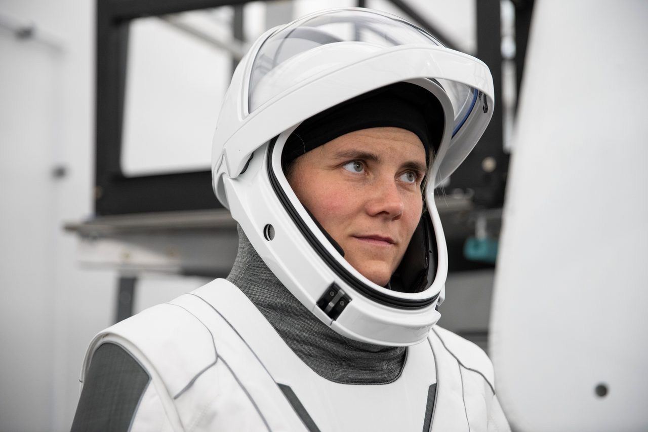 Cosmonaut Anna Kikina in a SpaceX Suit