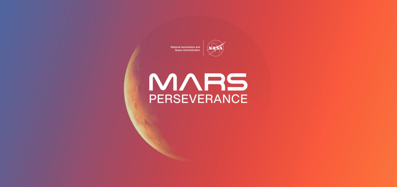 Illustration of Mars featuring NASA's Perseverance Rover mission with gradient colors.