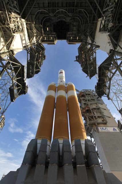 Parker Solar Probe being prepared for launch with rollback process at the launch site.