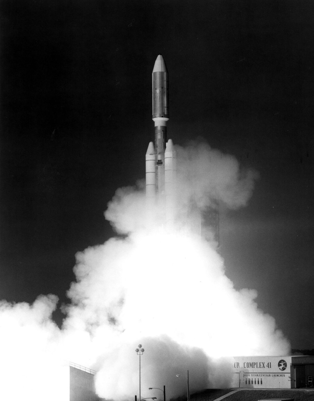 Photograph of NASA Voyager 1 spacecraft launching from Kennedy Space Center on September 5, 1977.