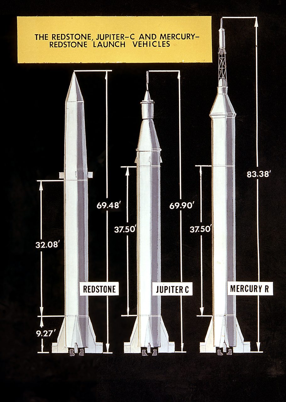 A variety of launch vehicles displayed against a clear blue sky, showcasing different designs and sizes.