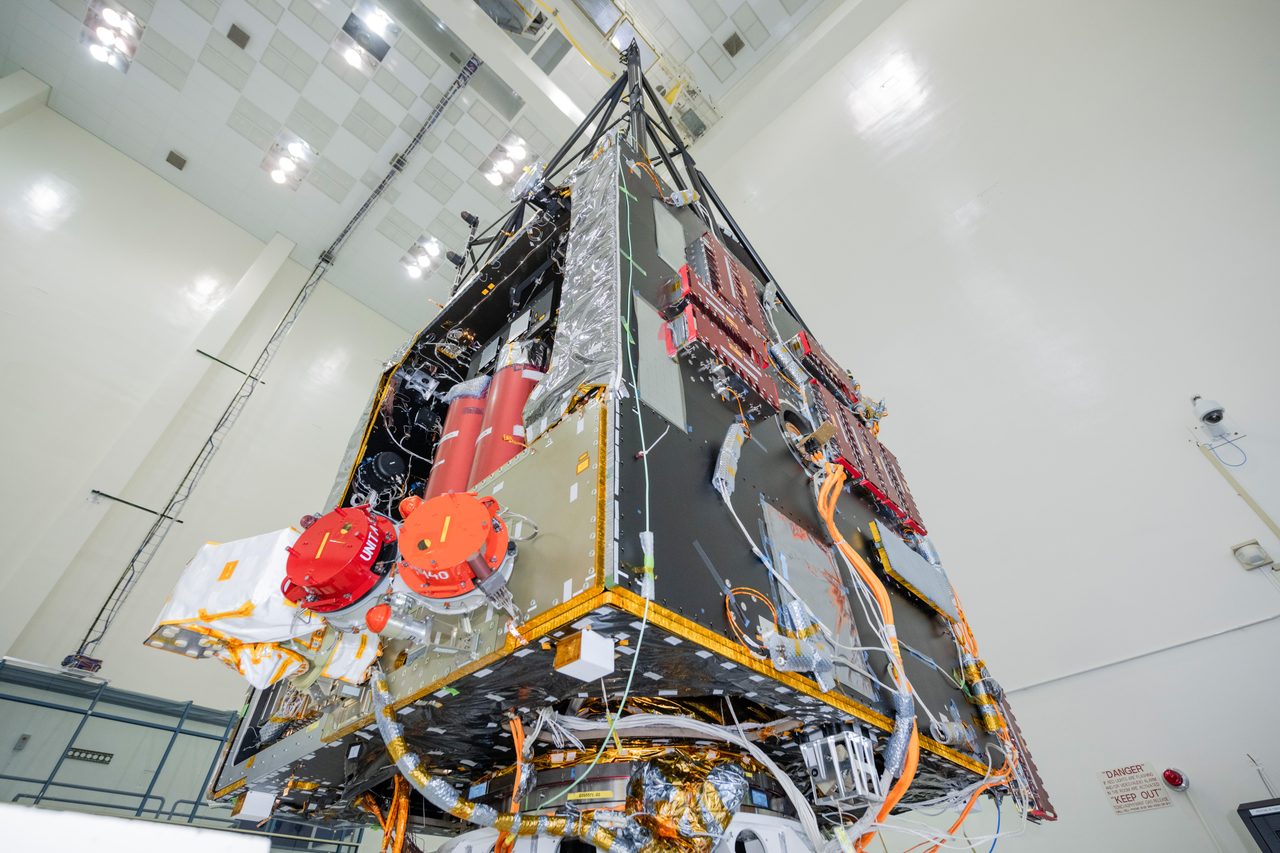 NASA's Psyche spacecraft with integrated Hall thrusters, prepared for its mission to the main asteroid belt in July 2021.
