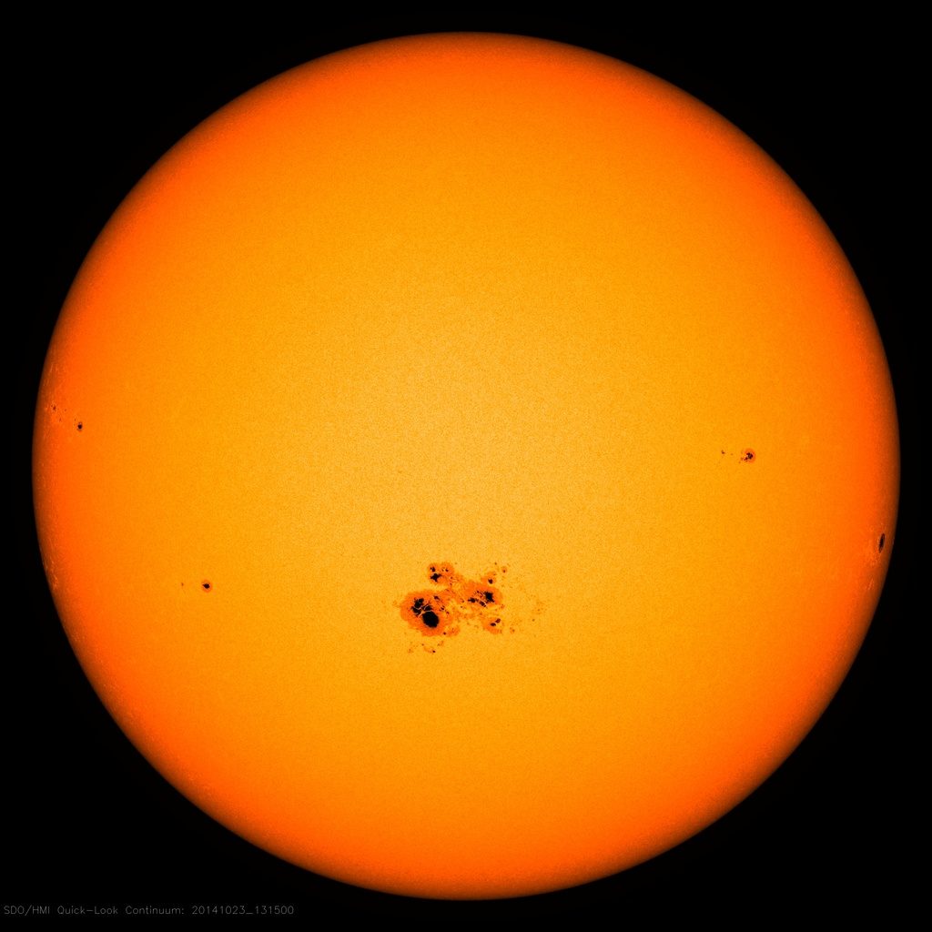 NASA's Solar Dynamics Observatory images the largest sunspot of the current solar cycle.