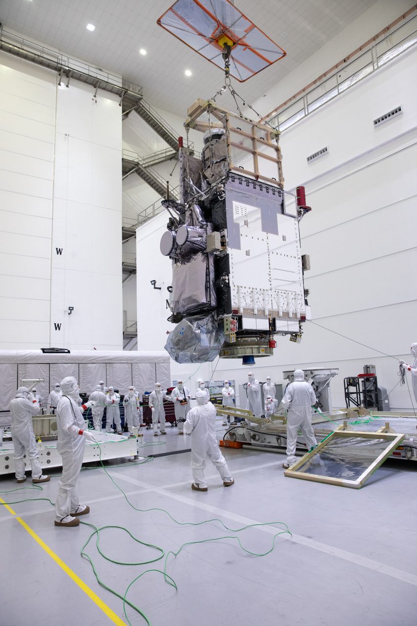 GOES-U Unboxing, Lift to Vertical, Move to Stand