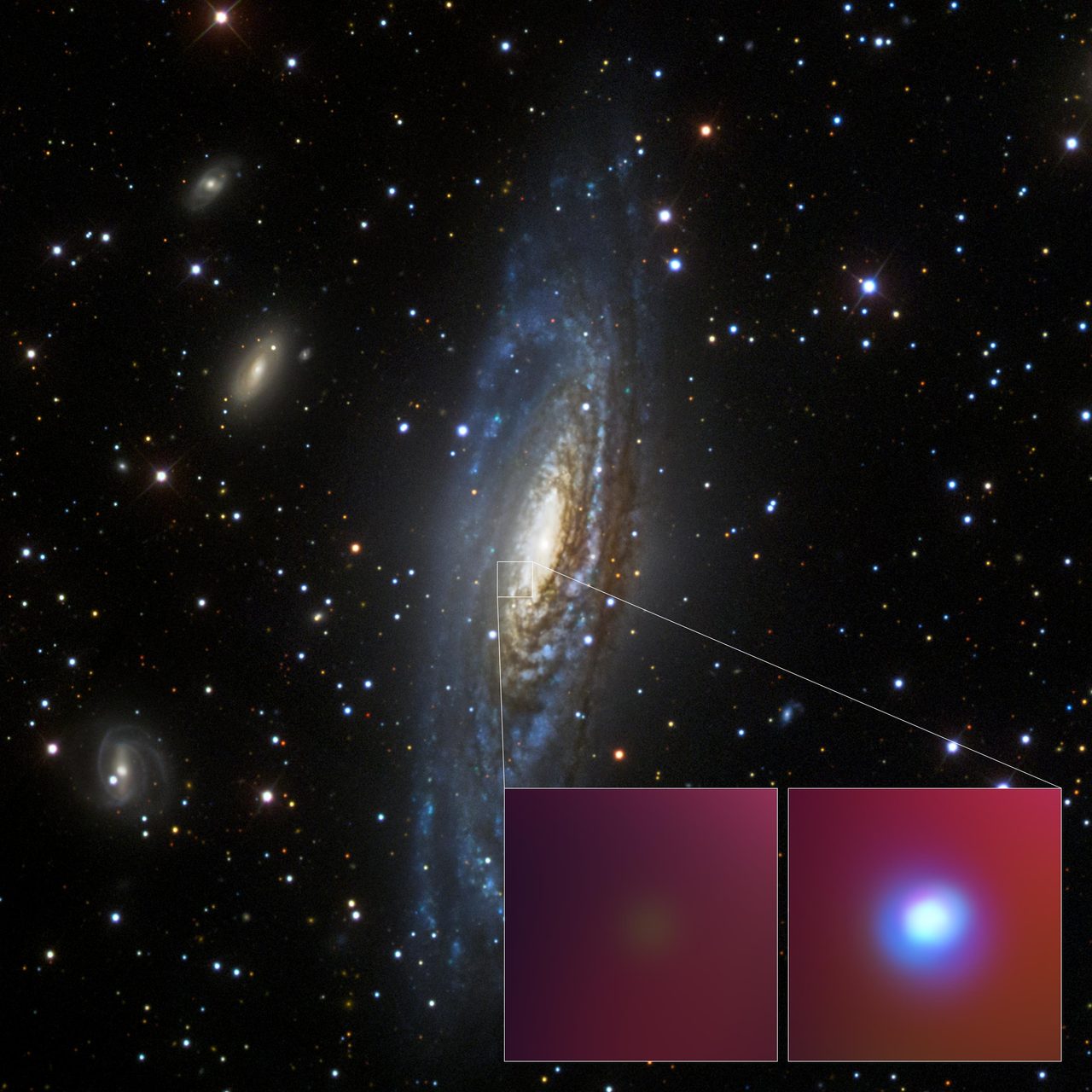 Composite image of spiral galaxy NGC 7331 with optical and X-ray views of unusual supernova SN 2014C.