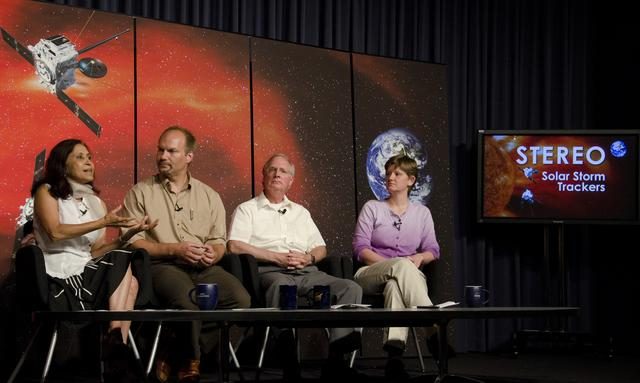 Panel of experts speaking at the STEREO mission press briefing.