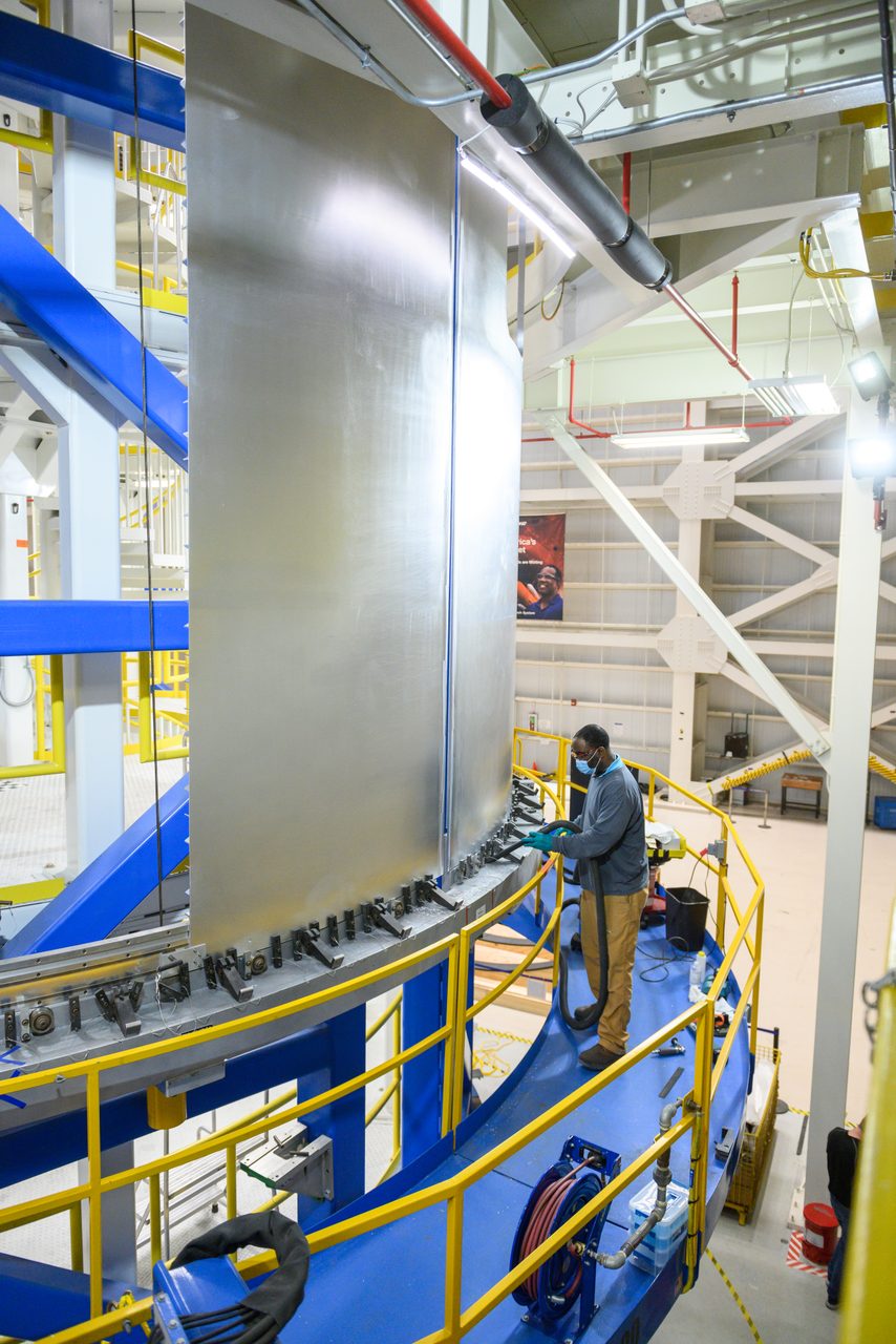 Exploration Upper Stage being prepared for integration with NASA’s Space Launch System rocket for future missions.