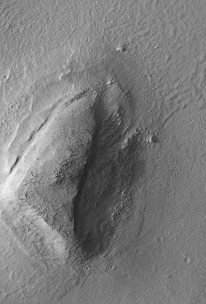 Large boulders scattered on a Martian hill in Utopia Planitia under a clear sky.