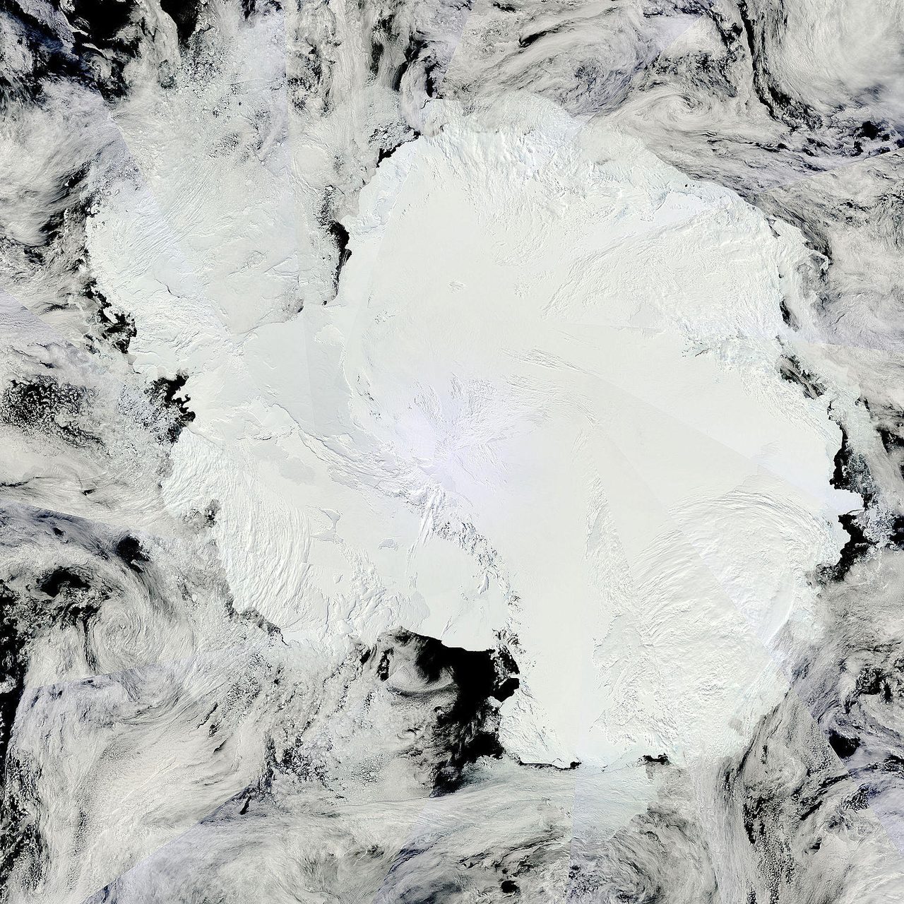 Detailed mosaic image of Antarctica showcasing its vast icy landscape and geographical features.