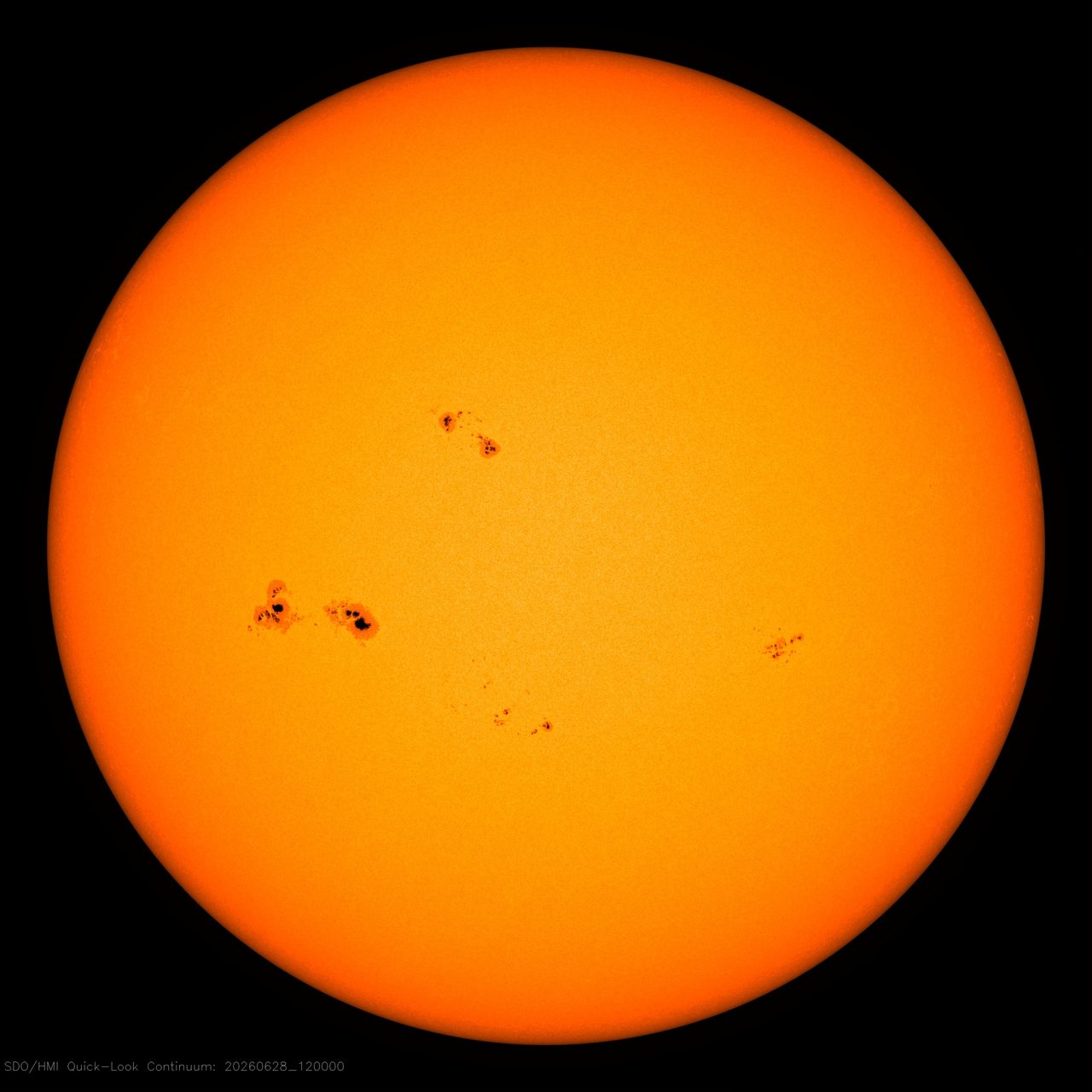 The Sun on 28 June 2026 with AR 4478 (SDO/HMI)