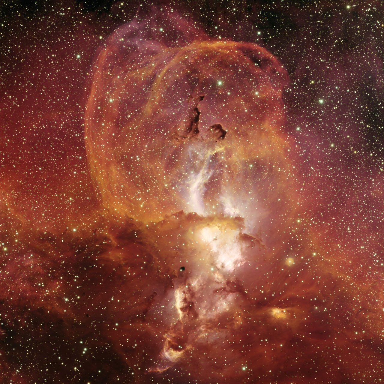 NGC 3576, the Statue of Liberty Nebula