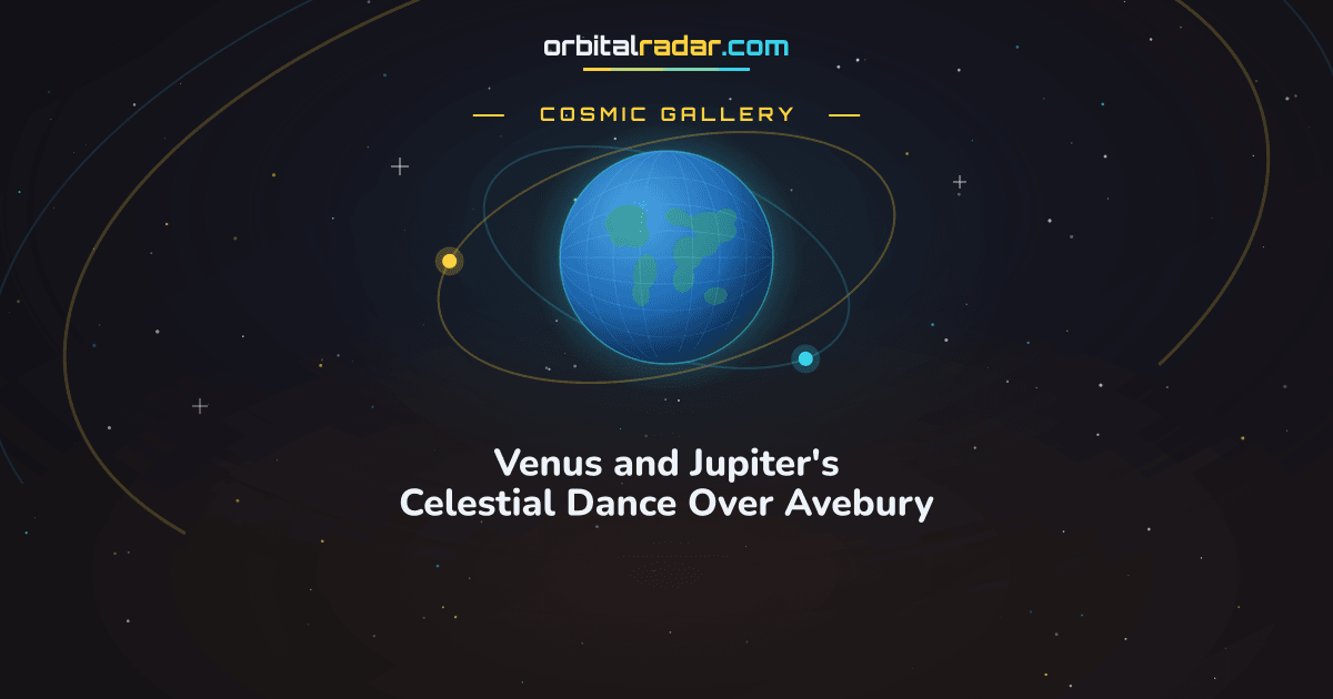 Cosmic Gallery card: Venus and Jupiter's Celestial Dance Over Avebury