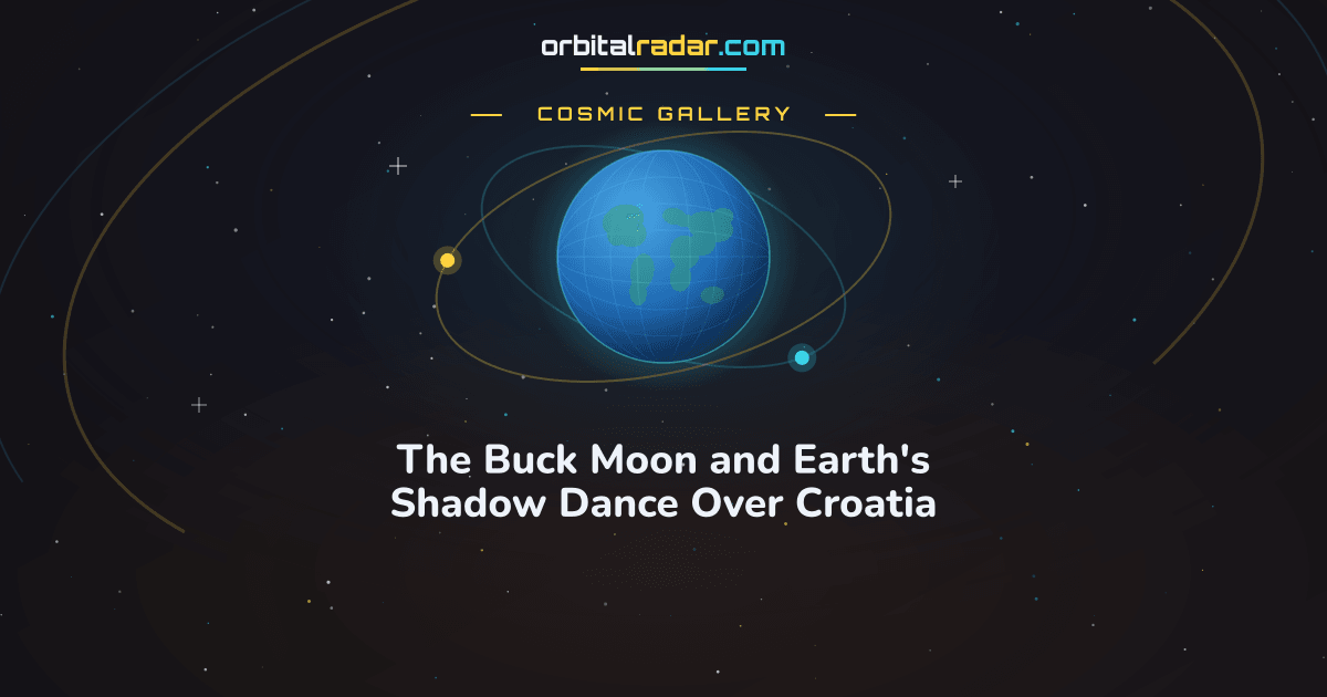 Cosmic Gallery card: The Buck Moon and Earth's Shadow Dance Over Croatia