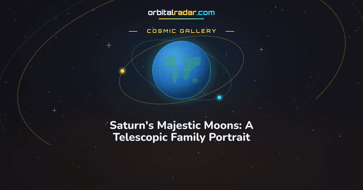 Cosmic Gallery card: Saturn's Majestic Moons: A Telescopic Family Portrait
