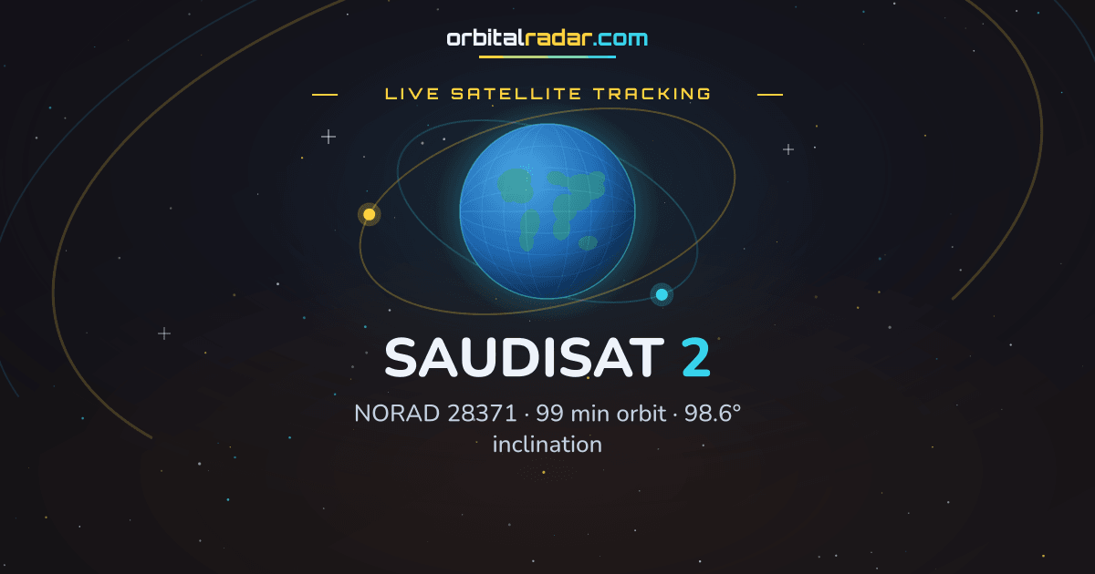 Eweather Map SAUDISAT 2 — Live Tracking & Orbital Data | NORAD 28371 | Orbital Radar